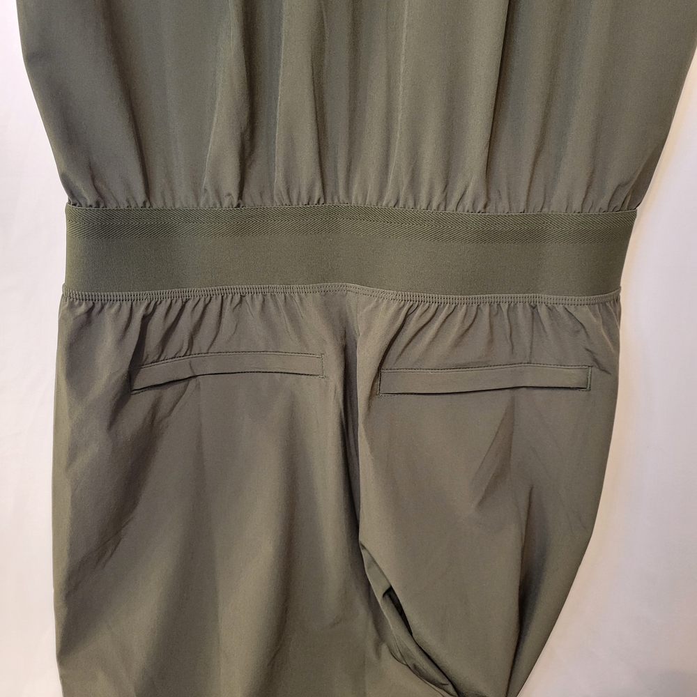 Athleta Dark Green Sleeveless Jumpsuit Size 6 *Missing Zipper Slider - Picture 4 of 6